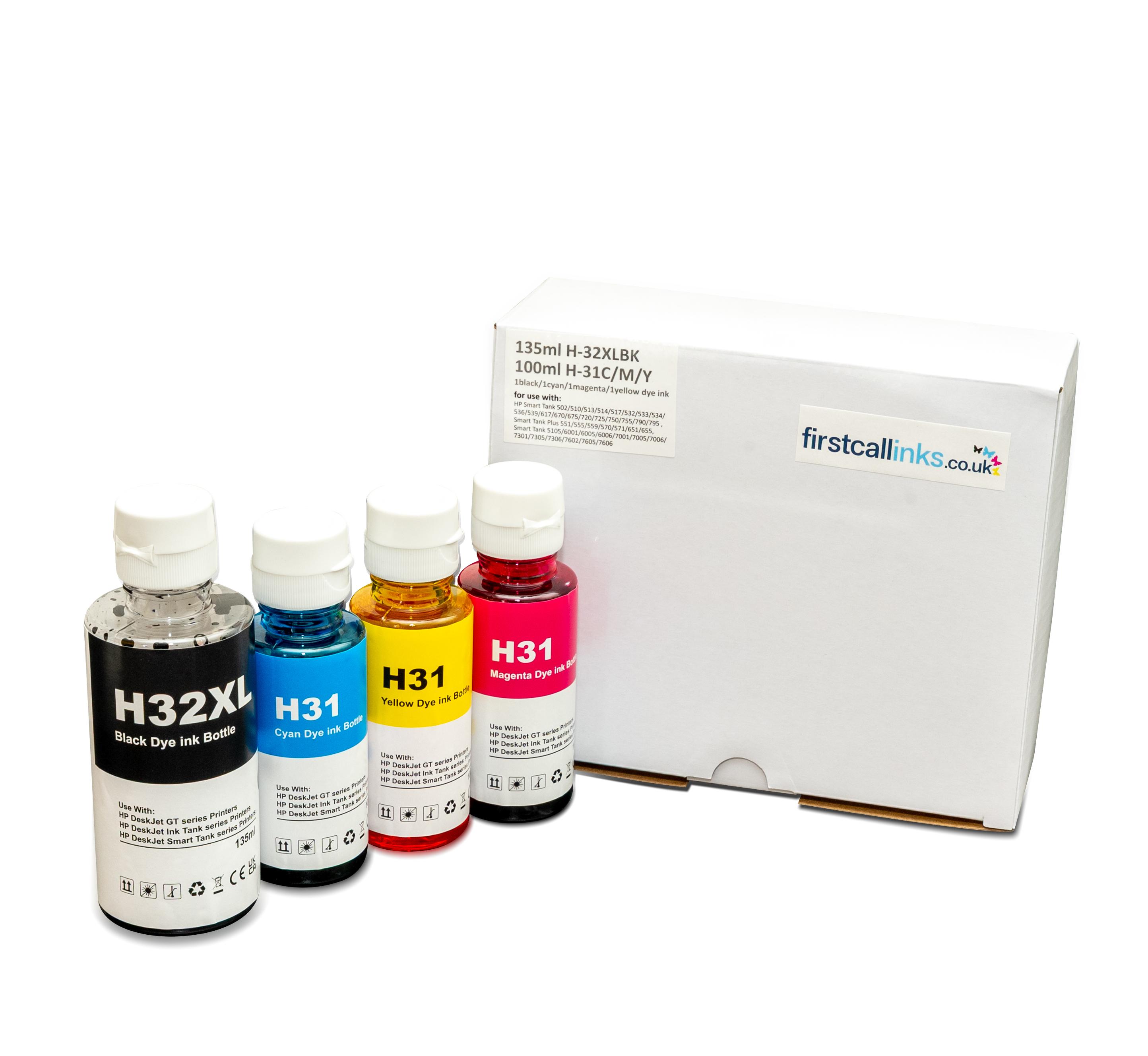 1 Set of First Call Inks Compatible 31 / 32xl Ink Bottles (HP 31 / 32XL)